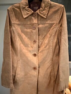 COACH Tan Suede Button-Front Tailored Jacket